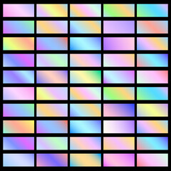 Holographic banners horizontal fluid gradient backgrounds, set