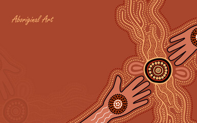 Poster template with aboriginal hand art