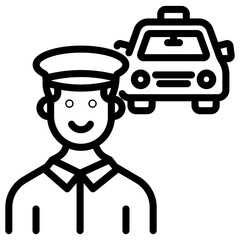     Avatar with vehicle showing taxi driver concept icon