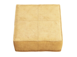 Beige leather mid-century ottoman. 3d render