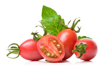 Small cherry tomato on white background 