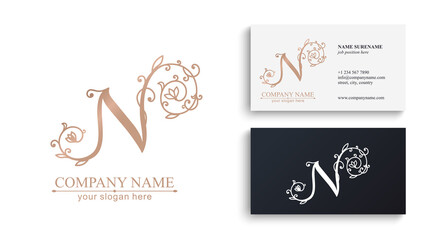 Premium Vector N logo. Monnogram, and business cards. Personal logo or sign for branding an elite company.