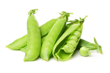 Fresh peas isolated on white background 