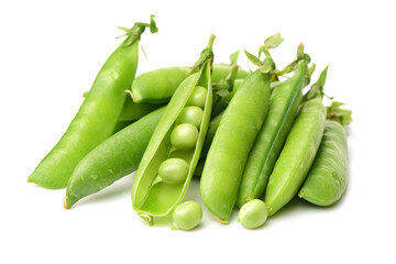 Fresh peas isolated on white background 