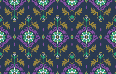 Geometric ethnic oriental pattern traditional Design for background,carpet,wallpaper,clothing,wrapping,Batik,fabric,Vector illustration embroidery style.