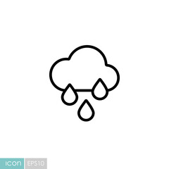 Raincloud with raindrops vector icon. Weather sign