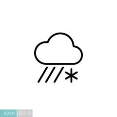 Raincloud with snow vector icon. Weather sign