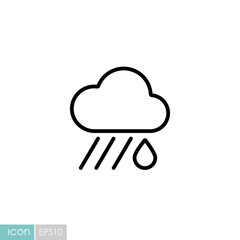 Raincloud with raindrop vector icon. Weather sign