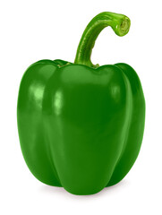 one green sweet bell pepper isolated on white background. clipping path