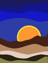 Abctract vector landscape with the sunset minimalist design EPS10 Perfect for posters, decor, print etc