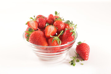 bowl of strawberry isolated on white background