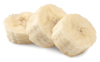 cut of banana isolated on white background. exotic. tropical. clipping path