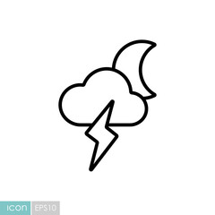 Moon cloud with lightning vector icon