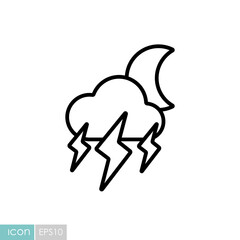 Moon storm cloud vector icon. Rainstorm symbol