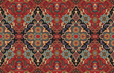 Geometric ethnic oriental pattern traditional Design for background,carpet,wallpaper,clothing,wrapping,Batik,fabric,Vector illustration embroidery style.
