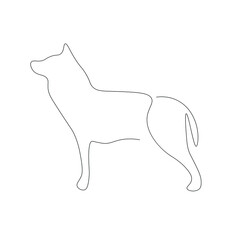 Dog silhouette line drawing, vector illustration