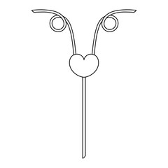 Drinking straw. Plastic straw for drinks in the shape of a heart. Sketch. Vector illustration. A special device for a romantic couple. Coloring book for children. Valentines Day. Plastic straw.