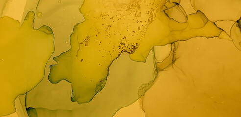 Gold Fluid Art. Liquid Marble Wallpaper. Acrylic