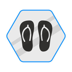 Use Slipper in Pool Area Concept Vector Blue Color Icon Design, Pool and beach safety rules on white background, Swimming Sports hexagon signboard mockup stock illustration