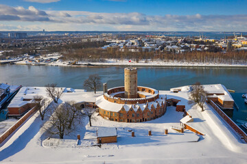 Top view of the Wisloujscie fortress at snowy winter, Gdansk. Poland. © Patryk Kosmider