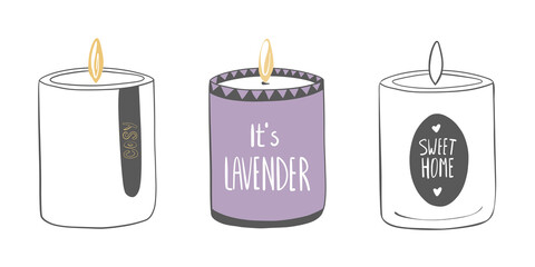 set of candles vector flat