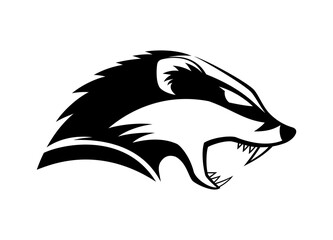 Black icon angry badger on white background. - 414914960