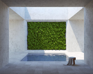 Inner courtyard with decorative wall - 414914997