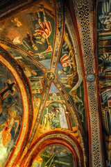 Fototapeta na wymiar The frescoes of the late 11th century depict scenes from the life of the abbot of St. Eldrado, and for the first time in Europe, the image of St. Nicholas appears on them. 