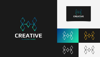 Abstract Drone Logo in Blue and Green Gradient with Linear Style