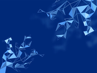 Abstract Polygonal Lines Background In Blue Color.