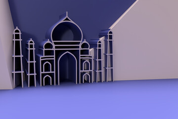 3D Render Taj Mahal - India Agra 3D illustration Design.