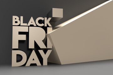 3D Black Friday Sale Promotion Poster or banner Design,  Promotion 3D Render Template.