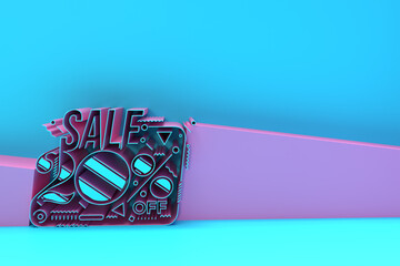 3D Render 10% OFF Sale Discount Banner with Space of Your Text Illustration Design.