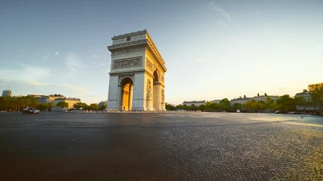 Triumphal Arch at sunrise, Paris, France