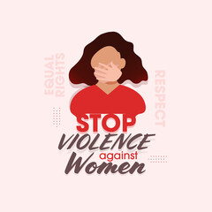 Stop Violence Against Women Concept With Faceless Girl Shut The Mouth On Pastel Pink Background.