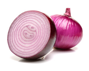 Red onion isolated on white background 