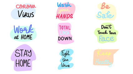 Set of New normal lifestyle lettering isolated on white background ,Vector Illustration EPS 10