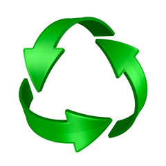 sign recycled on white background. Isolated 3D illustration