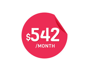 $542 Dollar Month. 542 USD Monthly sticker