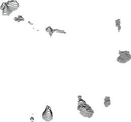 Fototapeta na wymiar Topographic map of Cape Verde with black contour lines