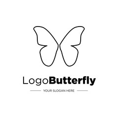 Simple modern butterfly logo. Digital butterfly. Transformation. Improvement. Logo design. Vector