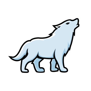 scary alpha wolf howl in the middle of snow in north polar vector illustration design