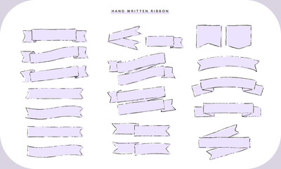 手描きのリボン・タイトルフレームベクター素材
