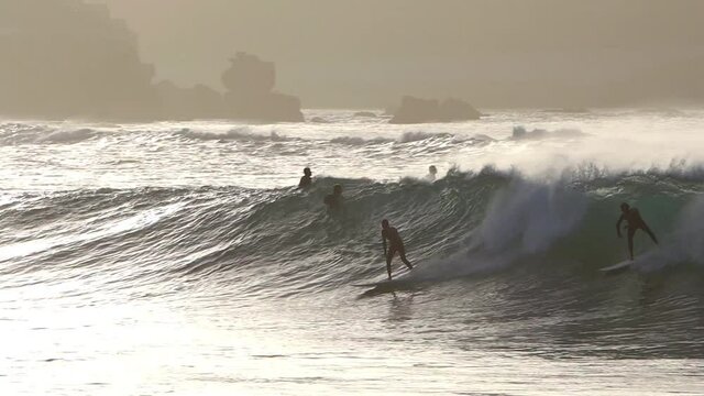 Surfer in Gran Canaria island beach el rincon on back light