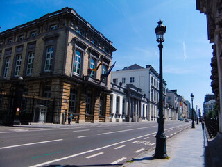 Street view in Brussels bordering the Royal park