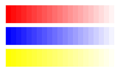Primary colors RGB guide of red, green, blue 20 levels