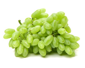 Green grapes on white background