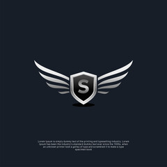 Letter S shield wings concept logo luxury concept template