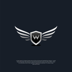 Obraz premium Letter W shield wings concept logo luxury concept template