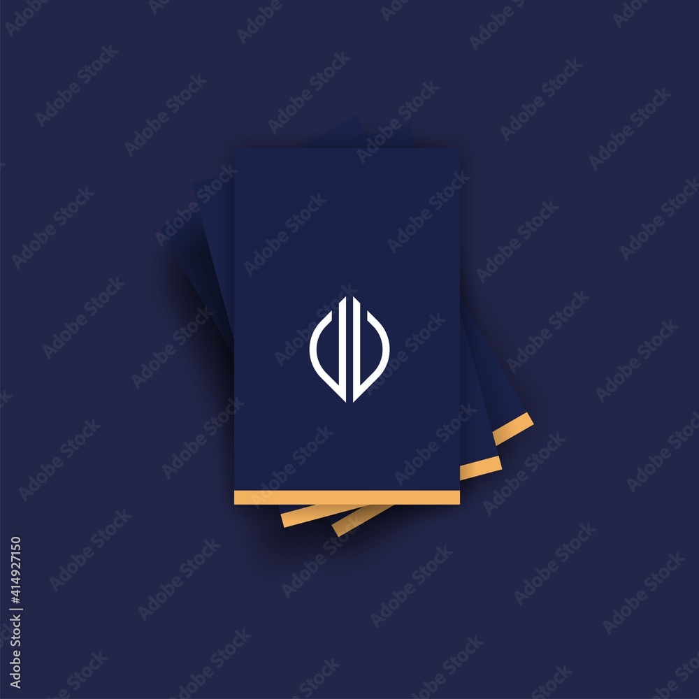 Wall mural logo j b monogram with a card in a cool dark blue and yellow color